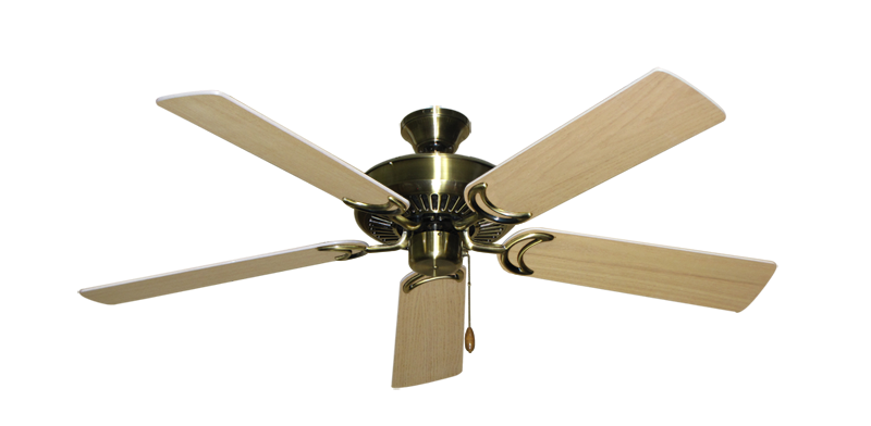 Riviera Antique Brass with 52" Unfinished Oak Blades