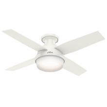 Hunter  44" Dempsey Low Profile with Light Fresh White Ceiling Fan with Light with Handheld Remote, Model 59244