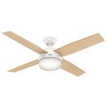 Hunter 52" Dempsey with Light Fresh White Ceiling Fan with Light with Handheld Remote, Model 59217