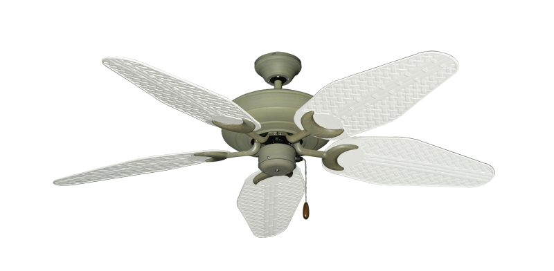 Raindance Driftwood with 52" Outdoor Weave Pure White Blades