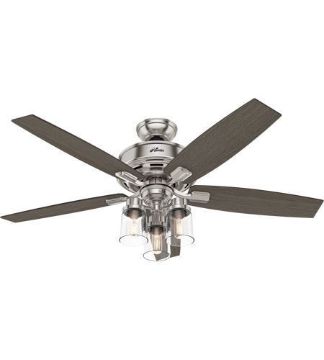 Hunter  52" Bennett Brushed Nickel Ceiling Fan with LED Light and Handheld Remote, Model 54190