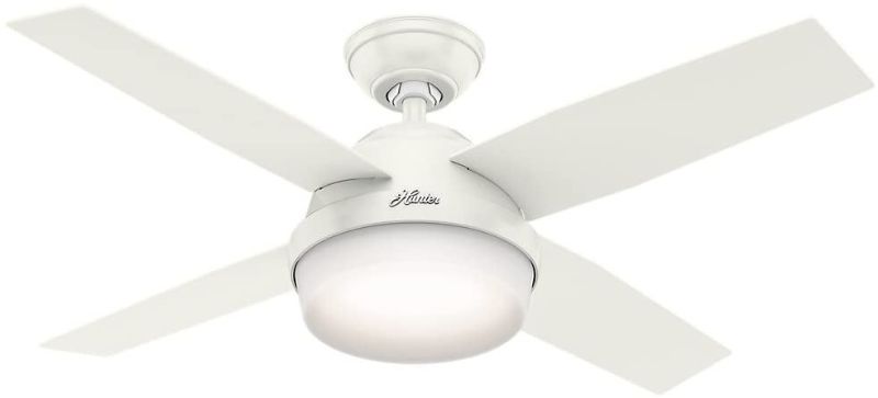 Hunter  44" Dempsey Fresh White Ceiling Fan with Light with Handheld Remote, Model 59246
