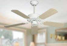 42" Bermuda Breeze Ceiling Fan in Pure White w/Bleached Oak Blades