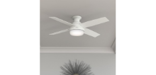 Hunter 52" Dempsey with Light Fresh White Ceiling Fan with Light with Handheld Remote, Model 59217